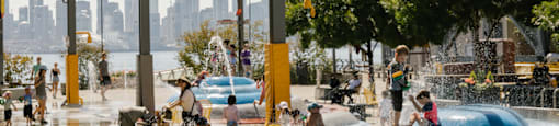 A water park with people enjoying the water slides.