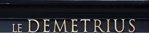 Le Demetrius front entrance sign.