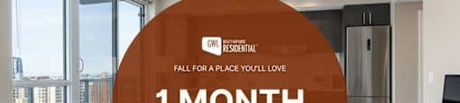 A promotional image for a 1 month free rent offer from GWL Residential.