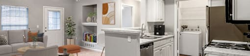 Modern Luxury Living Room Come Kitchen View at Timber Lakes at Red Bridge, Kansas City, MO