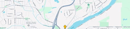 A map with a yellow marker indicating a specific location.