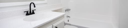 a bathroom with a sink and a toilet and a bath tub