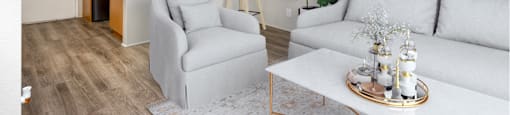 a living room with a couch and a table