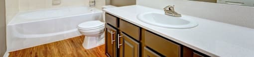 bathroom with updated countertops
