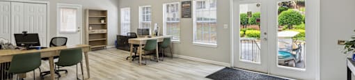 the preserve at ballantyne commons community living room and dining area