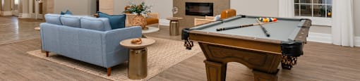 the preserve at ballantyne commons community room with pool table  at Hayden on West Ave, San Antonio, TX