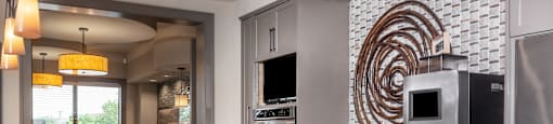 a kitchen with a large center island