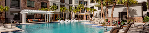 pool area at the cannery at packing district apartments