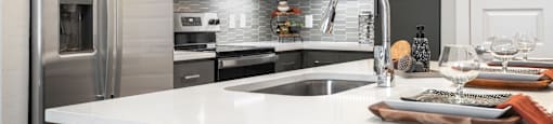 kitchen of an apartment at the cannery at packing district