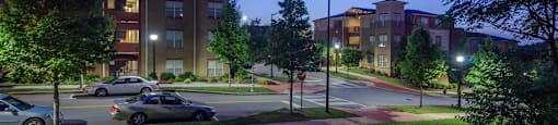 Well lit walk ways at Ashley Collegetown in Atlanta, Georgia