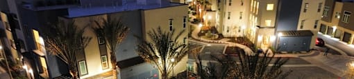 an aerial view of a street with apartments at night  at Westbury Apartments, Rancho Cucamonga, CA