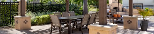 poolside trellis and seating