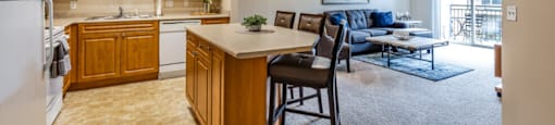 an open kitchen and living room