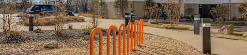 Bike storage at Parkside Apartments and Shops in Bentonville, AR