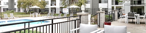 Pool with Cushioned Seating at Parkwood Terrace in Omaha, NE