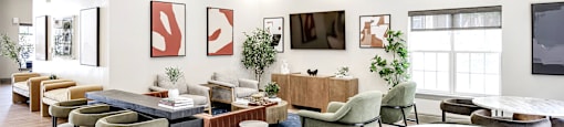 Modern Clubhouse with Lounge Area at The Landings Apartments, Bellevue, Nebraska
