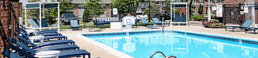 Pool patio at The Landings Apartments, Bellevue