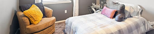 Bedroom at Arbor Glen Apartments in East Lansing, MI near Michigan State University.