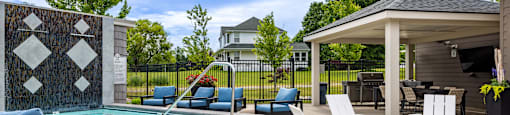 Pool and hot tub at Quarry Apartments and Townhomes in DeWitt Michigan