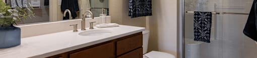 Bathroom at Quarry Apartments and Townhomes in DeWitt Michigan