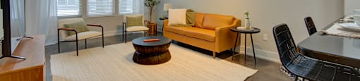 Living room at Vista at the Heights in Lansing, MI