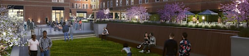a rendering of a park in the middle of a building