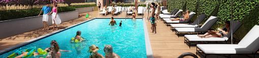 a rendering of a swimming pool with people in it