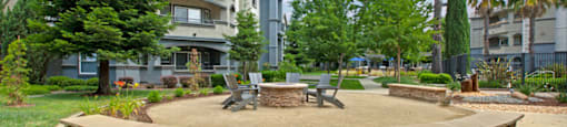 Outdoor Fire Pit Area with Seating | Sacramento CA Apartments for Rent | Broadleaf Apartments
