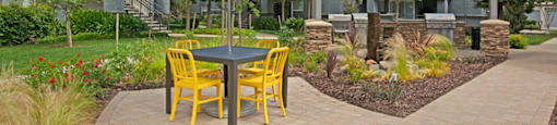Picnic Tables with Umbrellas |  Apartments for Rent in Sacramento CA  |  Broadleaf Apartments