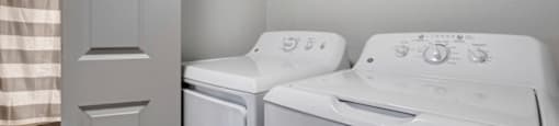 a washer and dryer in a laundry room