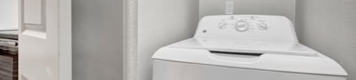 a washer and dryer in a room