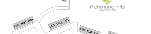 A map of the Richmond Hills Apartments complex.