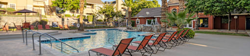 the swimming pool at our apartments in palm springs