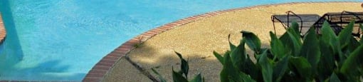 Exterior of building with pool