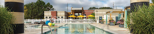 Swimming Pool Area at Parkview Ridge Apartments and Townhomes, Shelby Township, Michigan