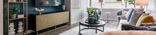 Met Tower Living Room with TV and seating