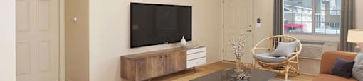 Living Room With TV at King West One, Montana, 59106