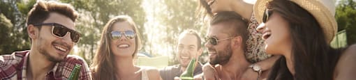 A group of friends enjoying a sunny day outdoors.