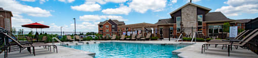 the swimming pool at the apartments for rent