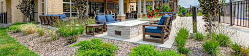 the preserve at ballantyne commons community patio with a fire pit