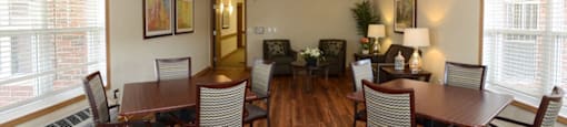 Large Community Room With Board Games at Highlands at Riverwalk Apartments 55+, Mequon, WI,53092