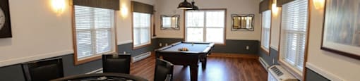 Multi-Purpose Room With Billiards Table at Highlands at Riverwalk Apartments 55+, Mequon, Wisconsin