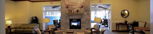 Renovated Community Room at Highlands at Riverwalk Apartments 55+, Wisconsin 53092
