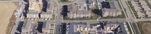 an aerial view of a suburb of a city