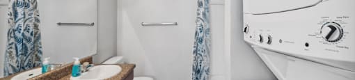 Bathroom with laundry at Forest Creek Apartments in Houston TX