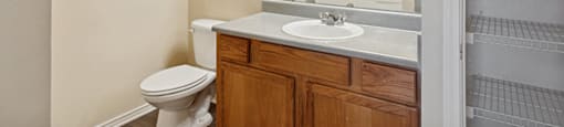 Bathroom at Ironwood Crossing Apartments and Townhomes in Fort Worth TX
