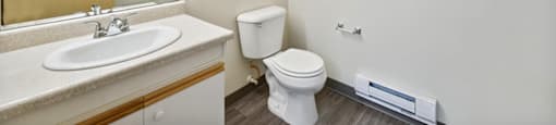 Bathroom at Woodlands at Forbes Lake Apartments in Kirkland WA