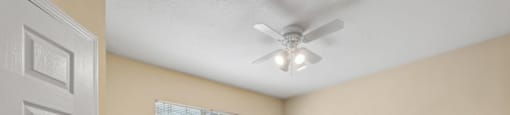 Bedroom with fan at Longwood Vista Apartment Homes in Atlanta GA
