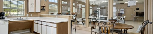 Community center kitchen at Fountains at Tidwell and The Enclave in Houston TX