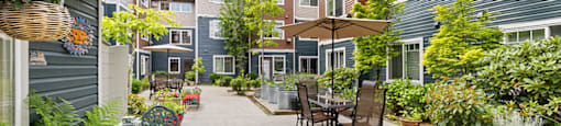 Courtyard at Ballinger Court Senior Apartments in Edmonds, WA